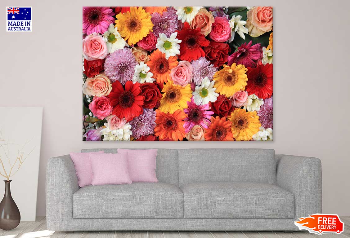 Colorful Flowers Closeup View Photograph Print 100% Australian Made