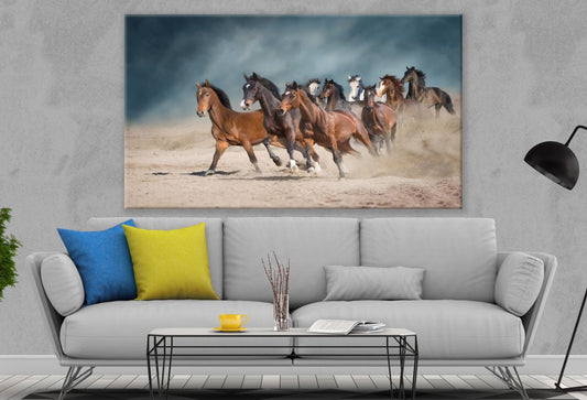 Horses Running on Sand Dusty Photograph Print 100% Australian Made