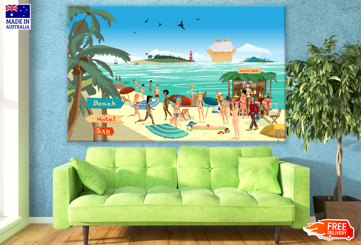 People Enjoy Beach Art Print 100% Australian Made