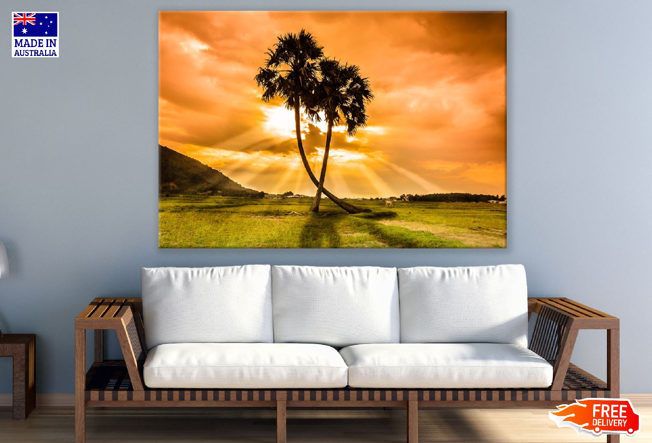 Toddy Palm Trees Sunset Photograph Print 100% Australian Made