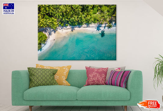 Palm Trees Near Beach Aerial View Photograph Print 100% Australian Made