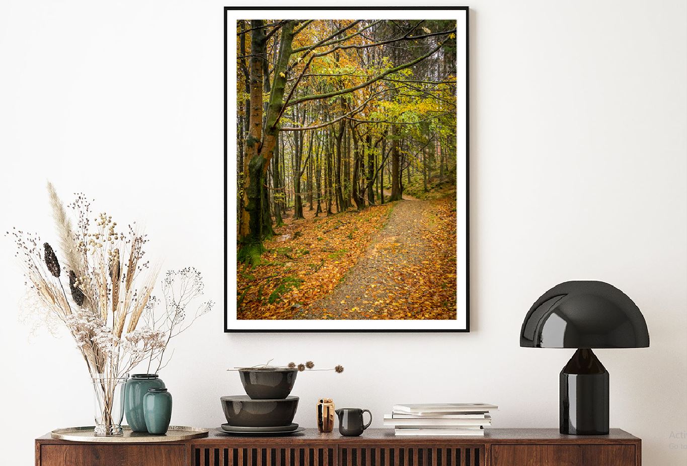 Fall Leaves with Pathway View Photograph Home Decor Premium Quality Poster Print Choose Your Sizes