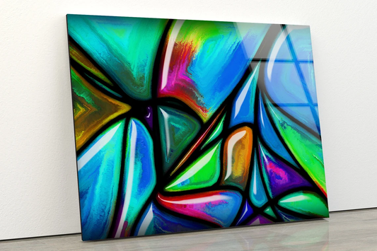 Blue Green & Pink Abstract Design Acrylic Glass Print Tempered Glass Wall Art 100% Made in Australia Ready to Hang