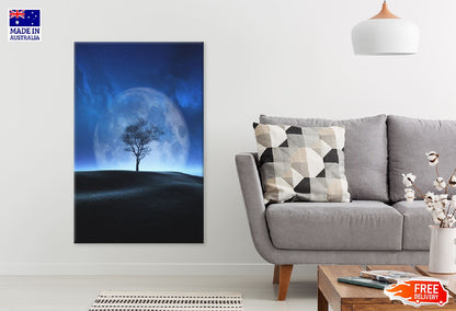 Tree Moon Night Sky Digital Art Print 100% Australian Made