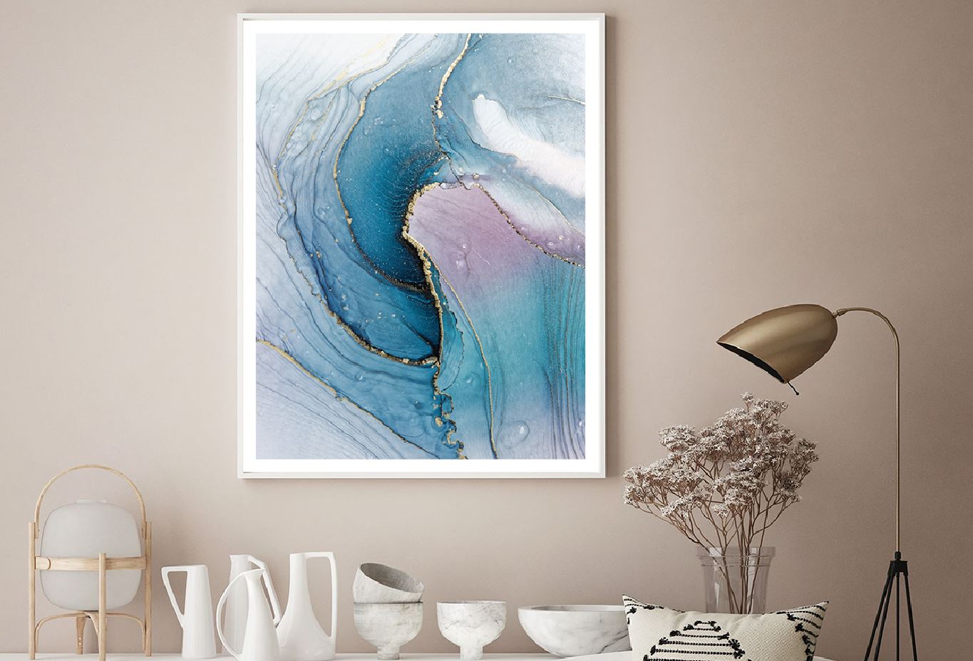 Blue & Pink Gold Marble Abstract Design Home Decor Premium Quality Poster Print Choose Your Sizes