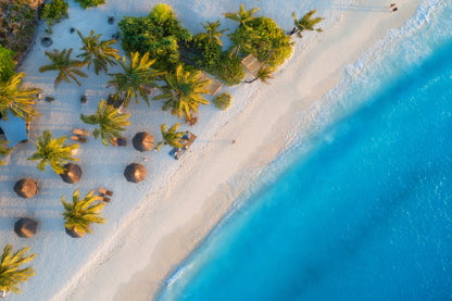 Umbrellas & Trees on Sea Aerial View Photograph Home Decor Premium Quality Poster Print Choose Your Sizes