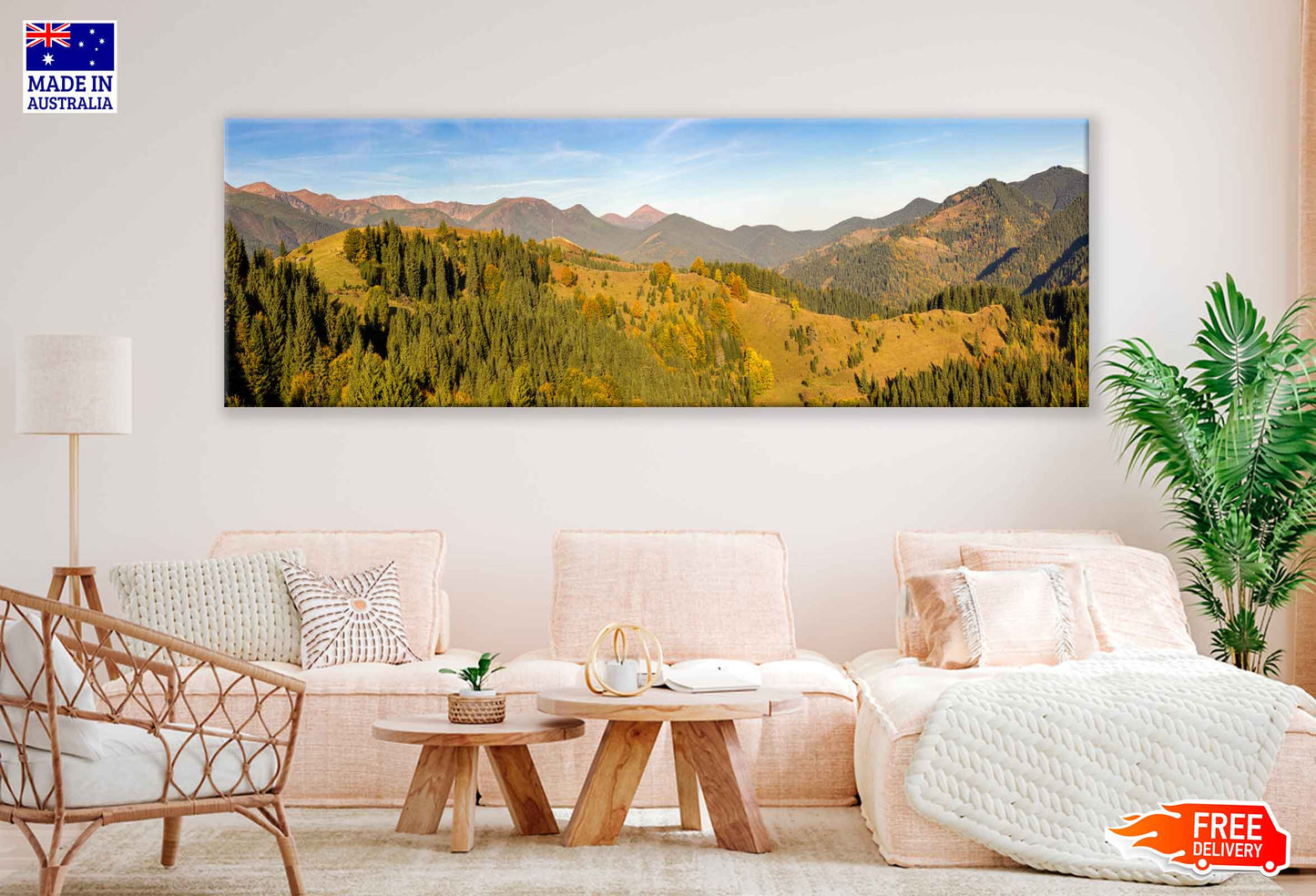 Panoramic Canvas Mountain Hills & Trees Photograph High Quality 100% Australian Made Wall Canvas Print Ready to Hang