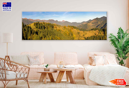 Panoramic Canvas Mountain Hills & Trees Photograph High Quality 100% Australian Made Wall Canvas Print Ready to Hang