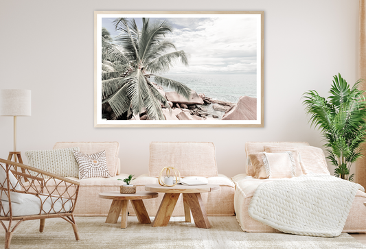 Palm Trees & Rocks near Sea View Photograph Home Decor Premium Quality Poster Print Choose Your Sizes