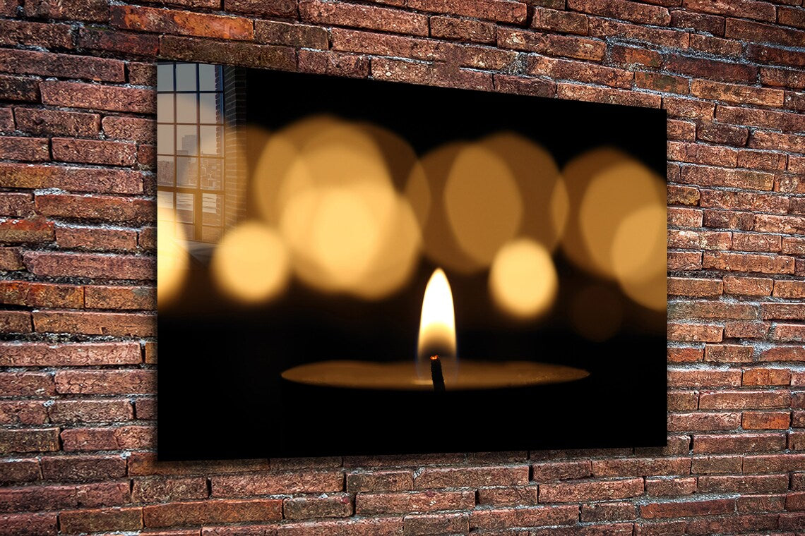 Candles on Dark View Print Tempered Glass Wall Art 100% Made in Australia Ready to Hang