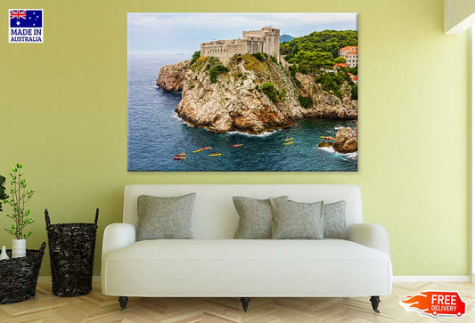 Dubrovnik Sea Coastline Scenery Sky View Photograph Print 100% Australian Made