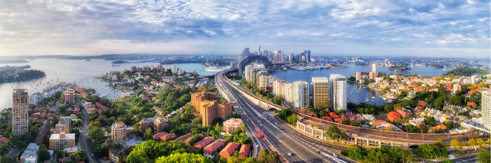 Panoramic Canvas Major City CBD View Photograph High Quality 100% Australian Made Wall Canvas Print Ready to Hang