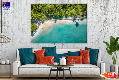 Palm Trees Near Beach Aerial View Photograph Print 100% Australian Made