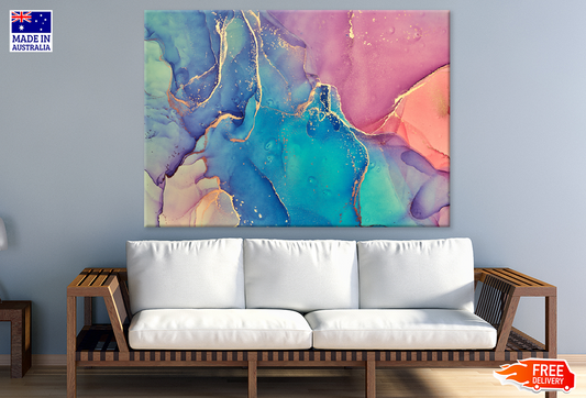 Pink Orange Blue & Gold Abstract Design Print 100% Australian Made