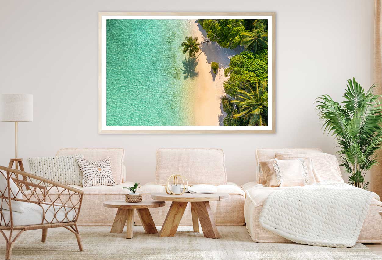 Aerial Top View Sand Palm Beach Photograph Home Decor Premium Quality Poster Print Choose Your Sizes