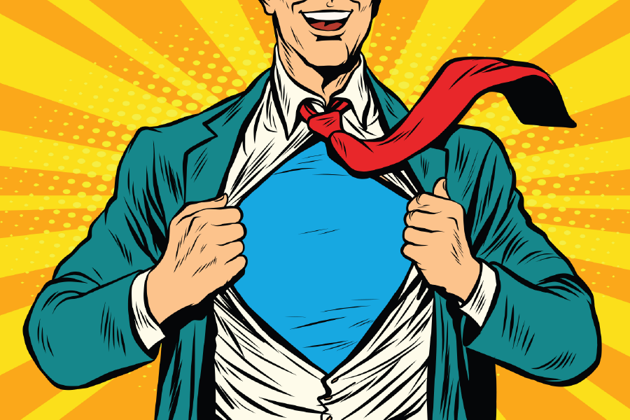 Super Hero Male Businessman Illustration Print 100% Australian Made