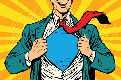 Super Hero Male Businessman Illustration Print 100% Australian Made
