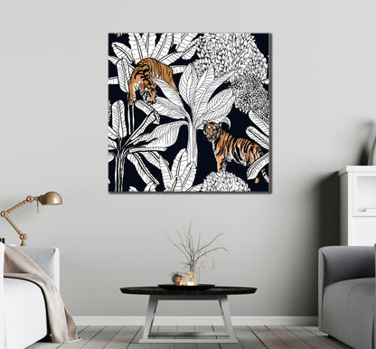 Square Canvas Trees & Leopards Art High Quality Print 100% Australian Made