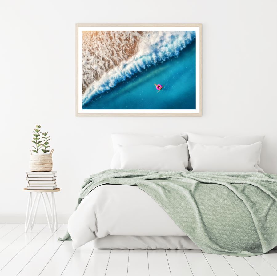 Man on Sea Aerial View Photograph Home Decor Premium Quality Poster Print Choose Your Sizes