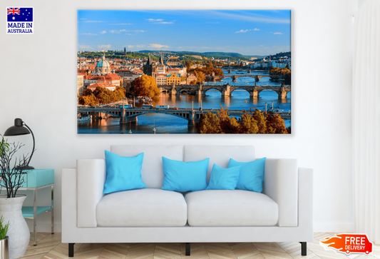 View Of The Vltava River And Charle Bridge Print 100% Australian Made