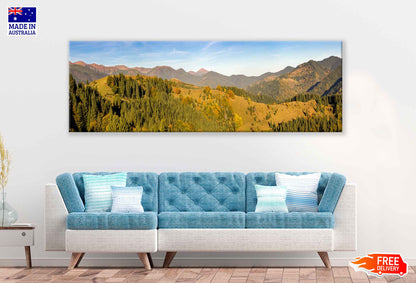 Panoramic Canvas Mountain Hills & Trees Photograph High Quality 100% Australian Made Wall Canvas Print Ready to Hang