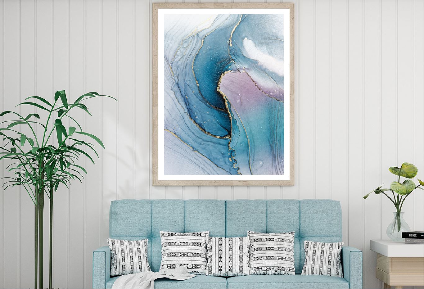 Blue & Pink Gold Marble Abstract Design Home Decor Premium Quality Poster Print Choose Your Sizes