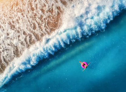 Man on Sea Aerial View Photograph Home Decor Premium Quality Poster Print Choose Your Sizes