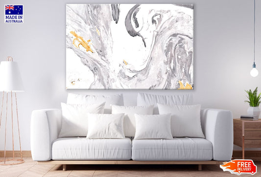 Grey White & Gold Abstract Design Print 100% Australian Made