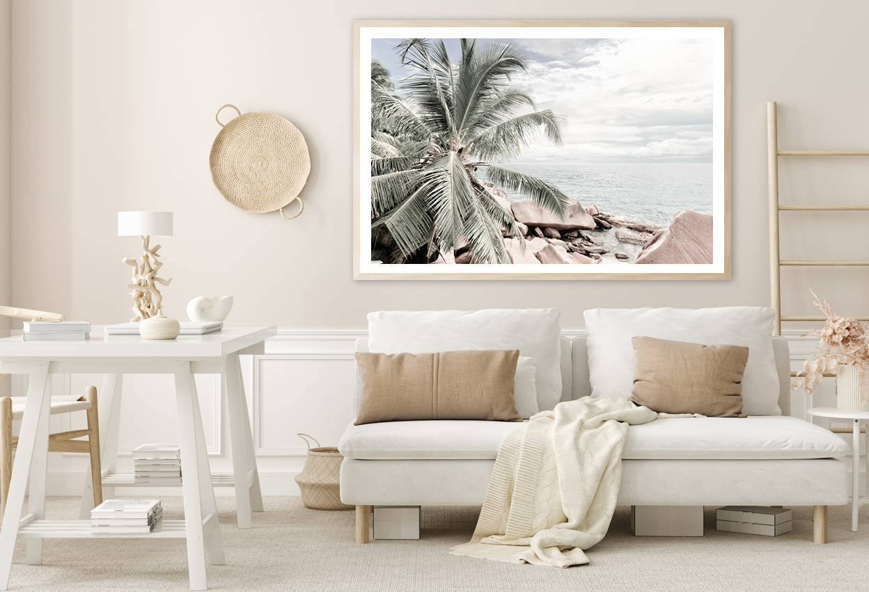 Palm Trees & Rocks near Sea View Photograph Home Decor Premium Quality Poster Print Choose Your Sizes