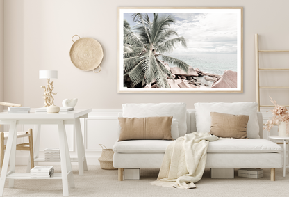 Palm Trees & Rocks near Sea View Photograph Home Decor Premium Quality Poster Print Choose Your Sizes