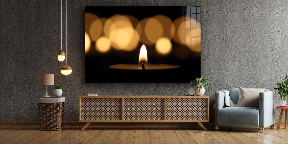 Candles on Dark View Print Tempered Glass Wall Art 100% Made in Australia Ready to Hang