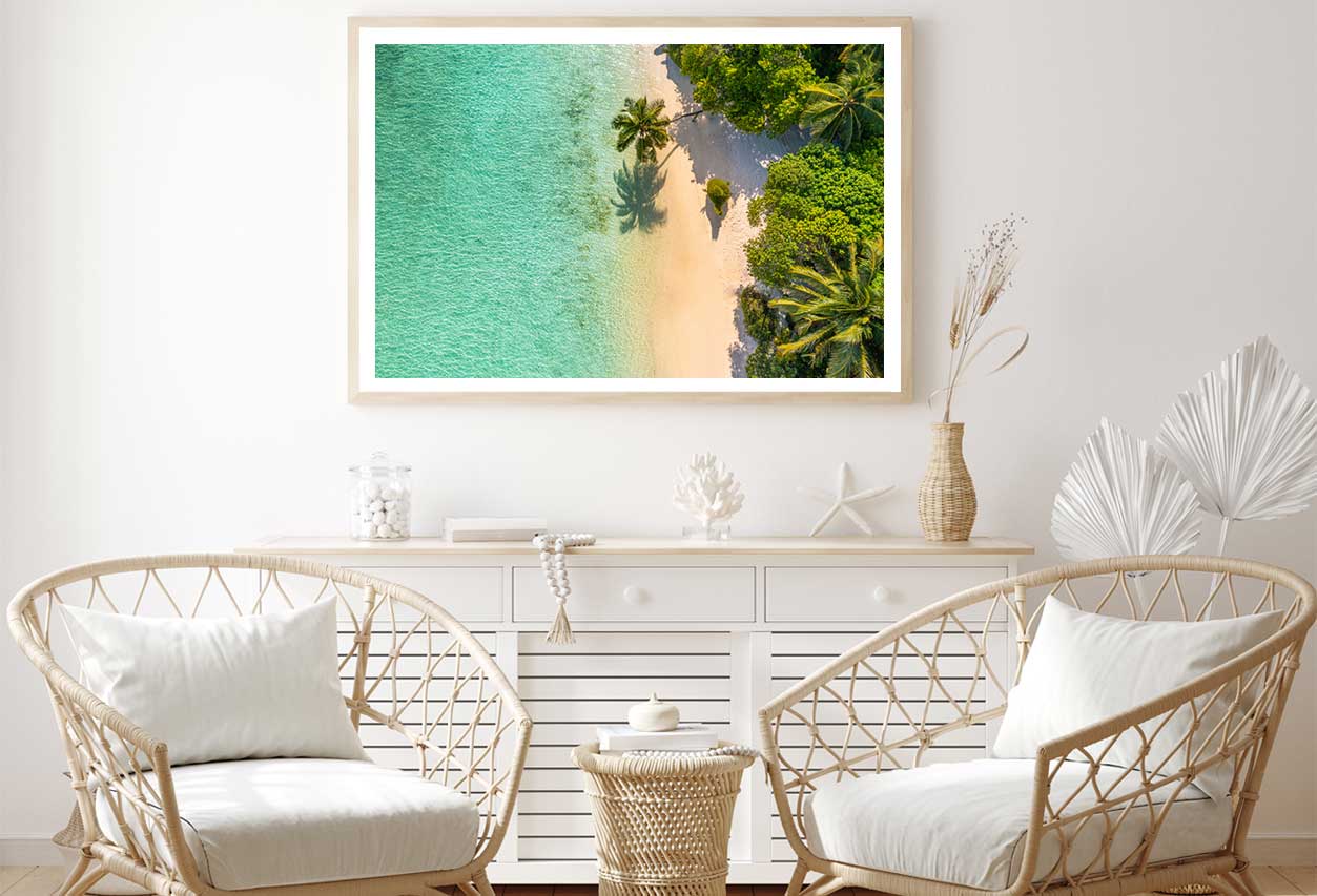 Aerial Top View Sand Palm Beach Photograph Home Decor Premium Quality Poster Print Choose Your Sizes