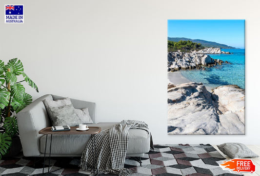 Rocky Coast Aegean Sea Photograph Print 100% Australian Made