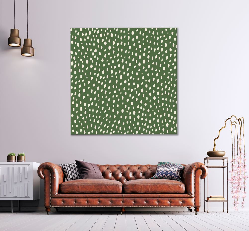 Square Canvas Polka Dot & Green Vector Art High Quality Print 100% Australian Made