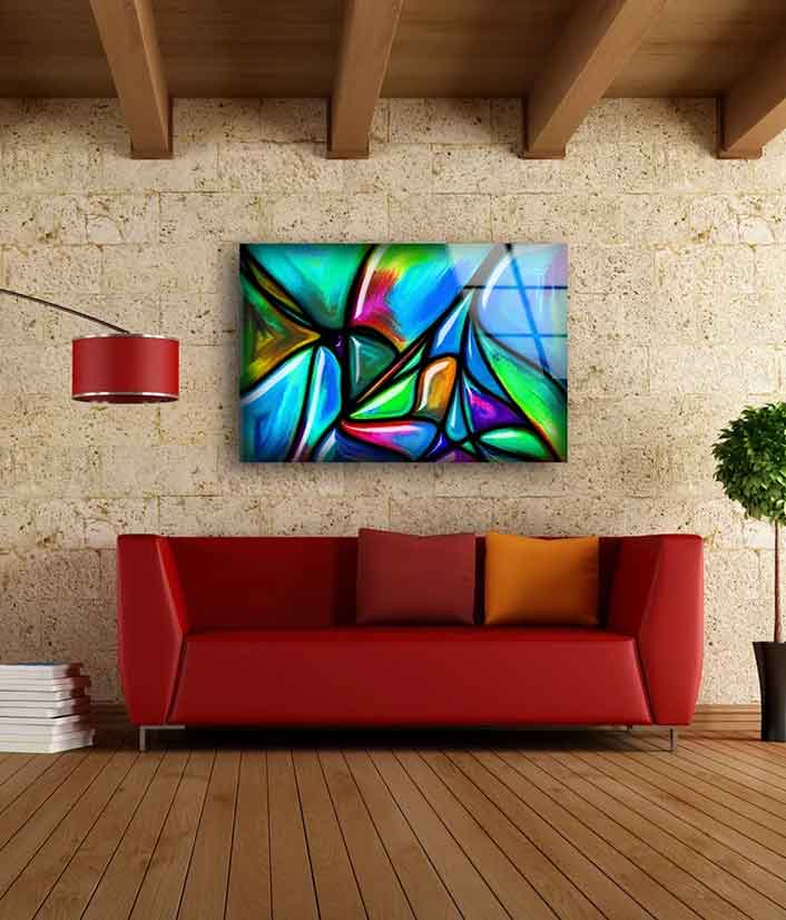 Blue Green & Pink Abstract Design Acrylic Glass Print Tempered Glass Wall Art 100% Made in Australia Ready to Hang