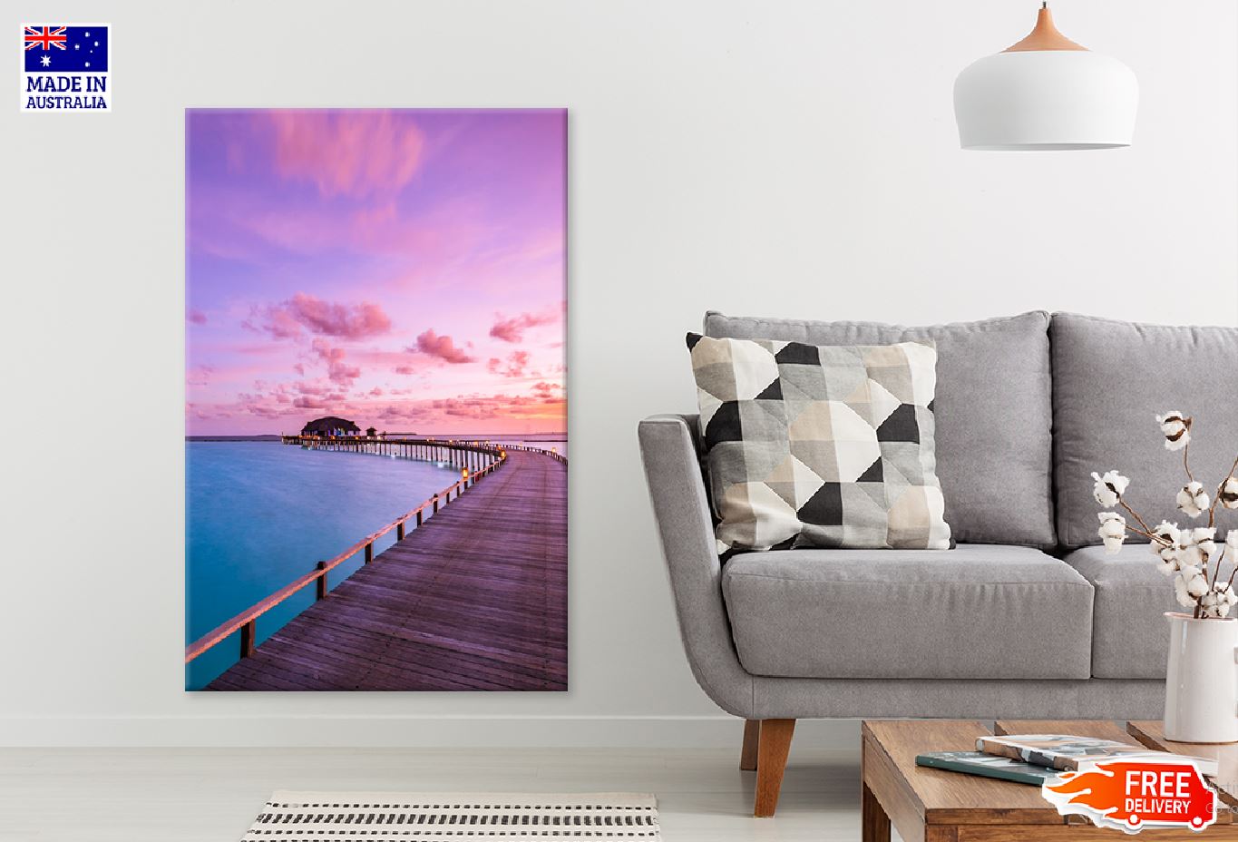 Maldives Villa on Sea Sunset View Photograph Print 100% Australian Made