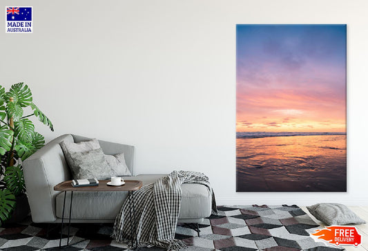 Sea Shore with Sunset Scenery View Photograph Print 100% Australian Made