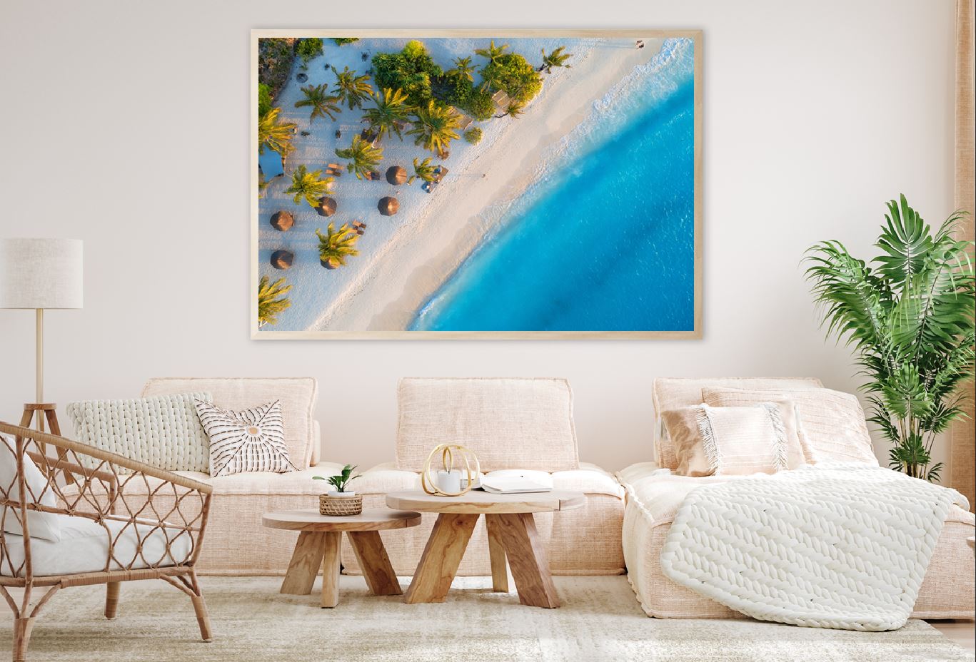 Umbrellas & Trees on Sea Aerial View Photograph Home Decor Premium Quality Poster Print Choose Your Sizes