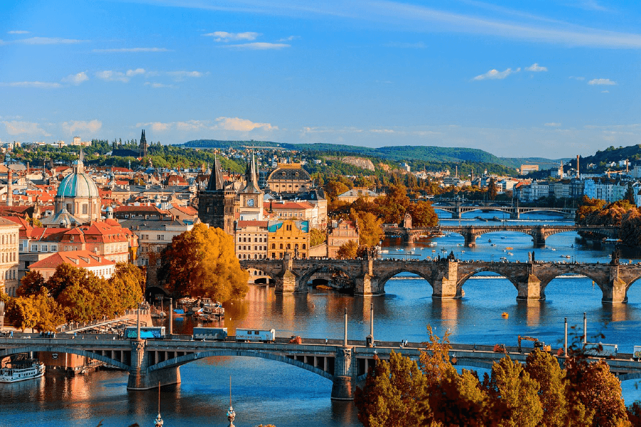 View Of The Vltava River And Charle Bridge Print 100% Australian Made
