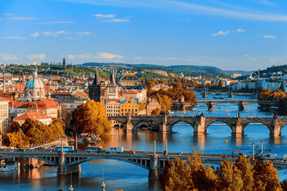 View Of The Vltava River And Charle Bridge Print 100% Australian Made