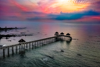 Wooden Pier Duck on Beach Sunset View Photograph Print 100% Australian Made