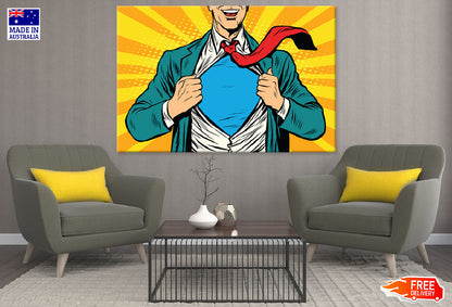 Super Hero Male Businessman Illustration Print 100% Australian Made