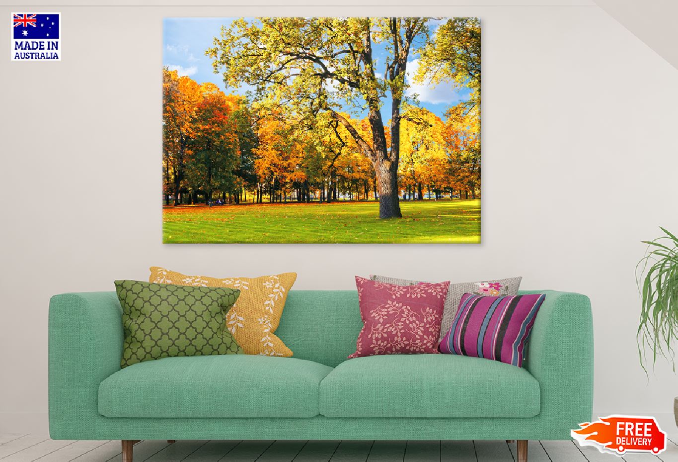 Autumn Park with Golden Trees Photograph Print 100% Australian Made