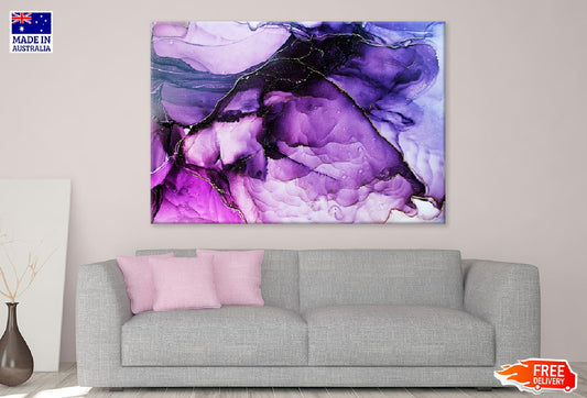 Pink Purple & Gold Fluid Abstract Design Print 100% Australian Made