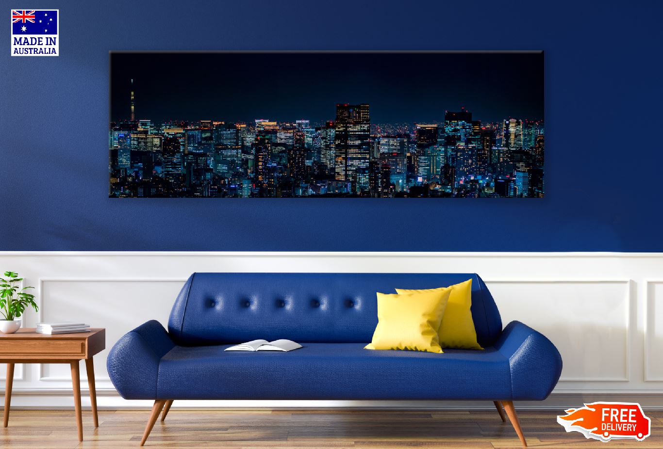 Panoramic Canvas Tokyo City Night View Photograph High Quality 100% Australian Made Wall Canvas Print Ready to Hang