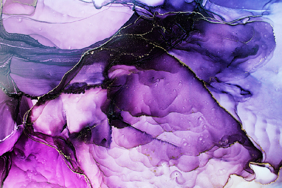 Pink Purple & Gold Fluid Abstract Design Print 100% Australian Made