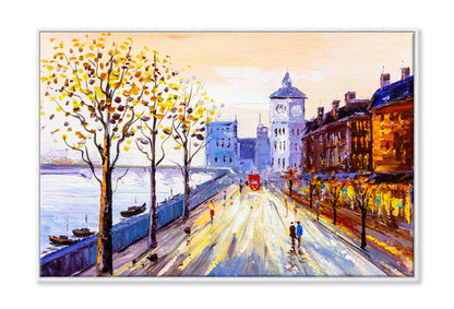 Sea Coast & City Street View Oil Painting Wall Art Limited Edition High Quality Print Canvas Box Framed White