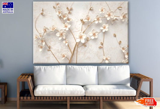 Gold White Floral 3 D Design Print 100% Australian Made