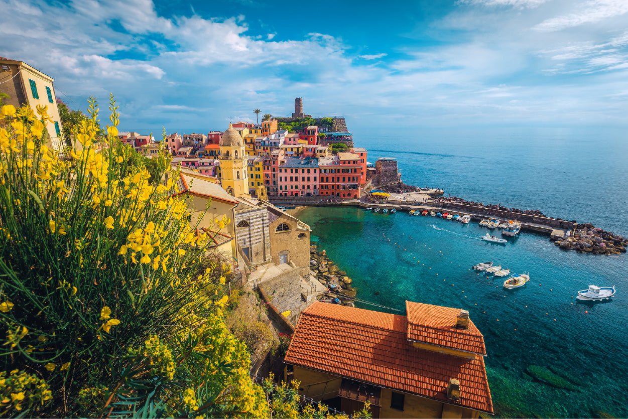 Bella Home Vernazza Resort & Harbor With Boats City Print Canvas Ready to hang