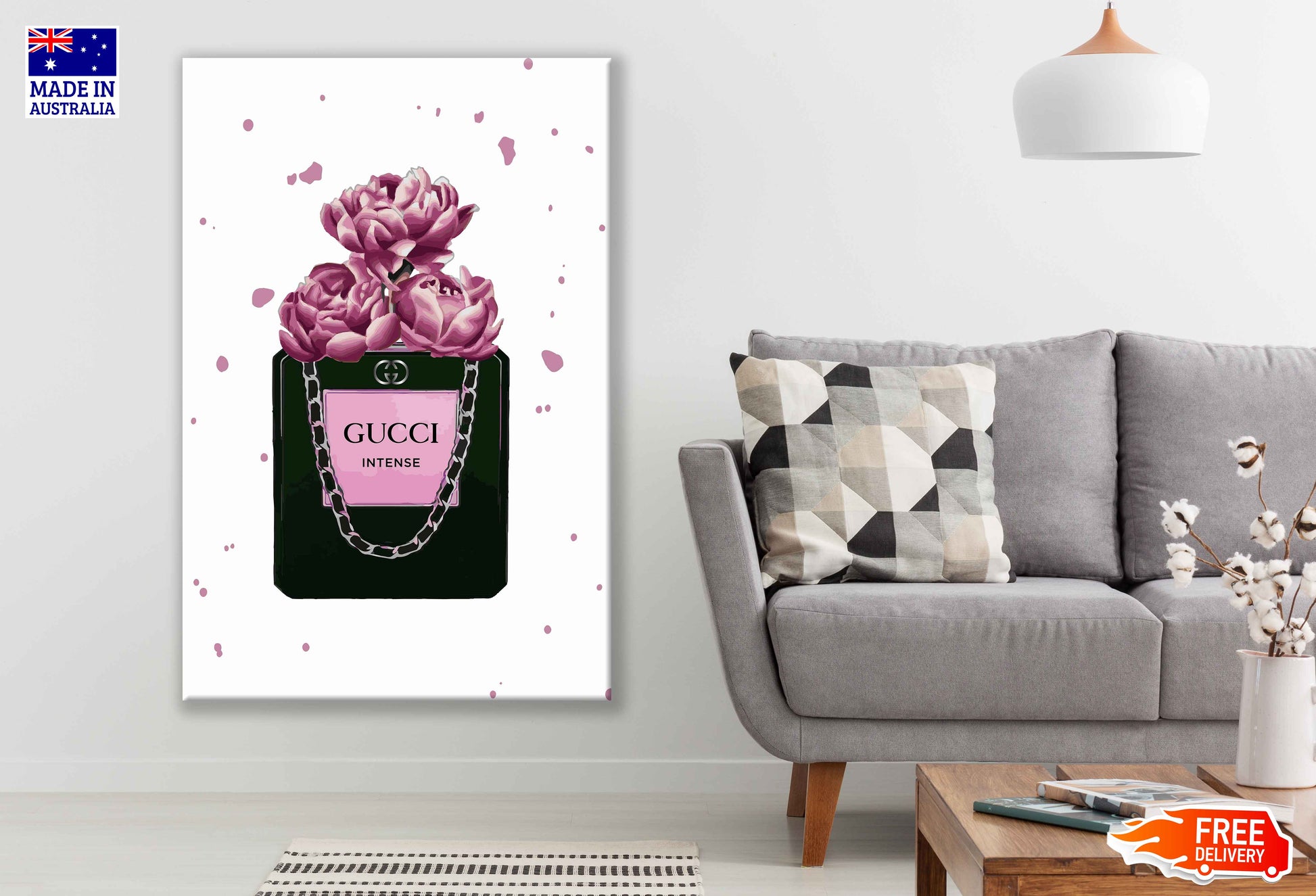 Black & Pink Perfume Watercolor Painting Print 100% Australian Made